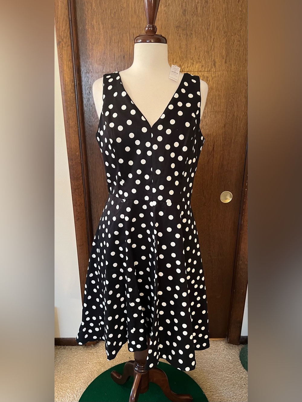 White House Black Market Black and White Polka Dot Midi Dress